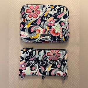Vera Bradley Mod Paisley padded zip iPad/tablet sleeve matching zip pencil case